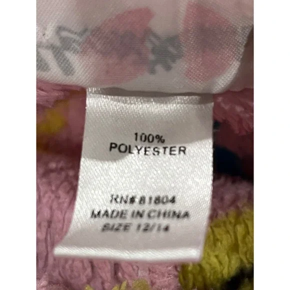 Heartmates Fuzzy Pajama Pants Smiley Peace Sign Pink Girls Size 12/14 or women S - Picture 3 of 7